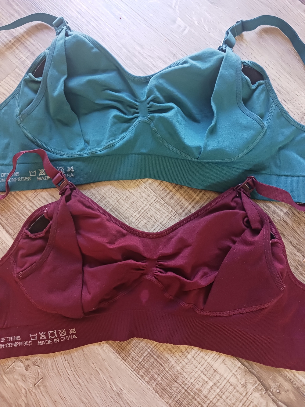 2 | Seamless Comfort Nursing Bras - Teal & Burgundy - Picture 3 of 5